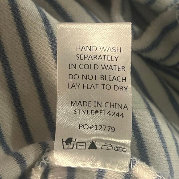 Fate | Breton Nautical Stripe Cotton Terry Sweatshirt | Blue & White | Medium - Picture 7 of 8